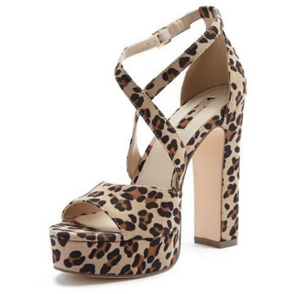 Forever 21 leopard print block‎ heel platform sandals size 9 - Picture 2 of 16